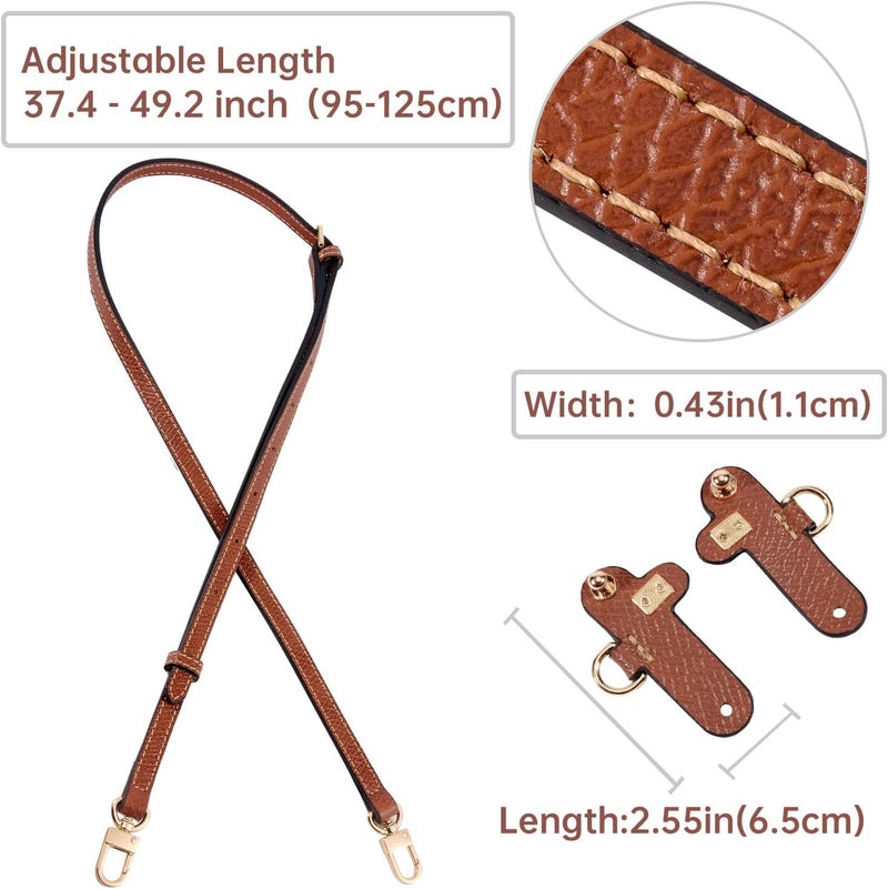 KOMHPS Purse Straps Replacement, Leather Handbag Crossbody Shoulder Strap Kit Adjustable for Mini Longcamp Tote Bag Women - Image 2